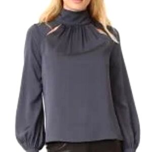 Milly Silk dark gray blouse cut-out